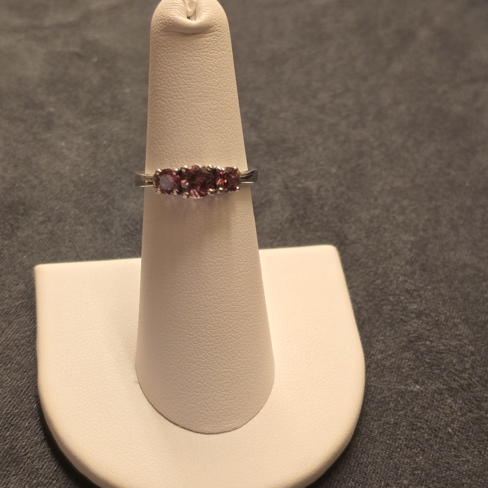 .925 Sterling Silver Lab Created Purple Stone Ring. Size 6